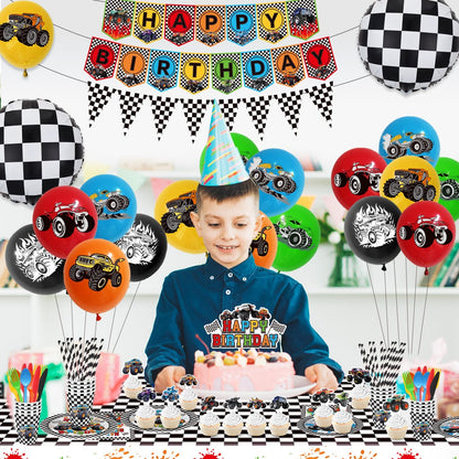 Juego de vajilla de 162 piezas para decoración de cumpleaños de Carros Monster