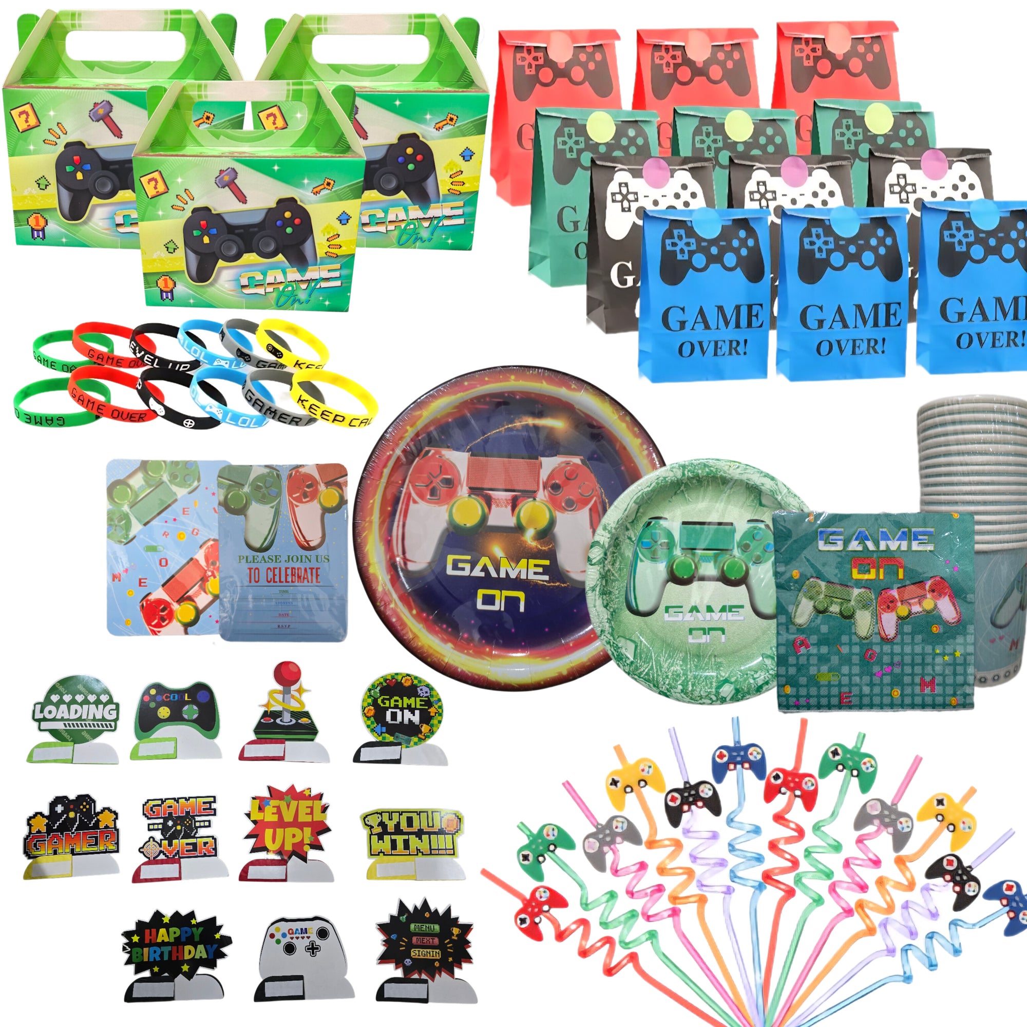 Set de suministros gamers para fiesta