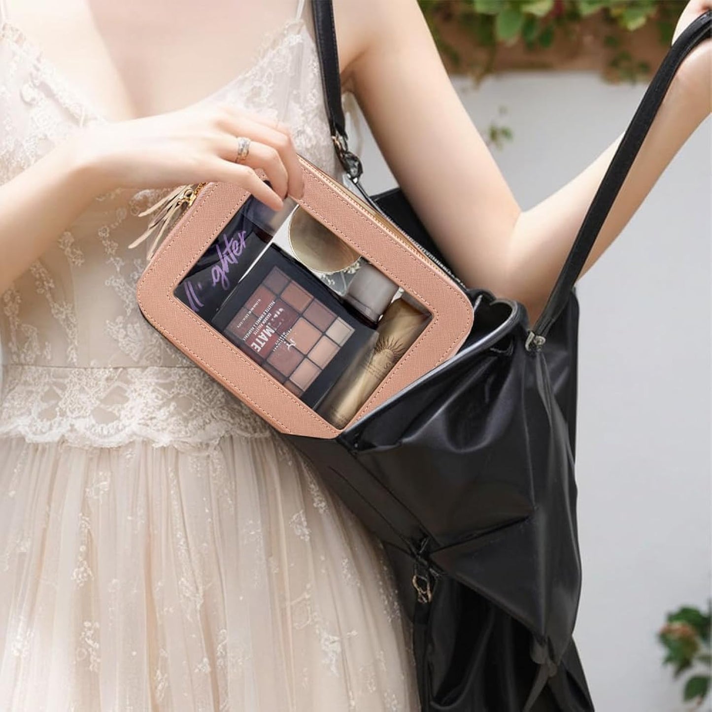 Bolsa de maquillaje transparente