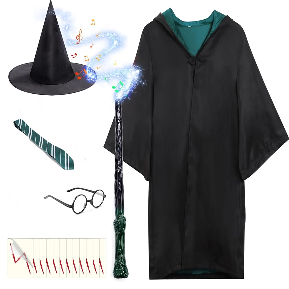 Skirfy-Disfraz de Túnica de mago con accesorios, M