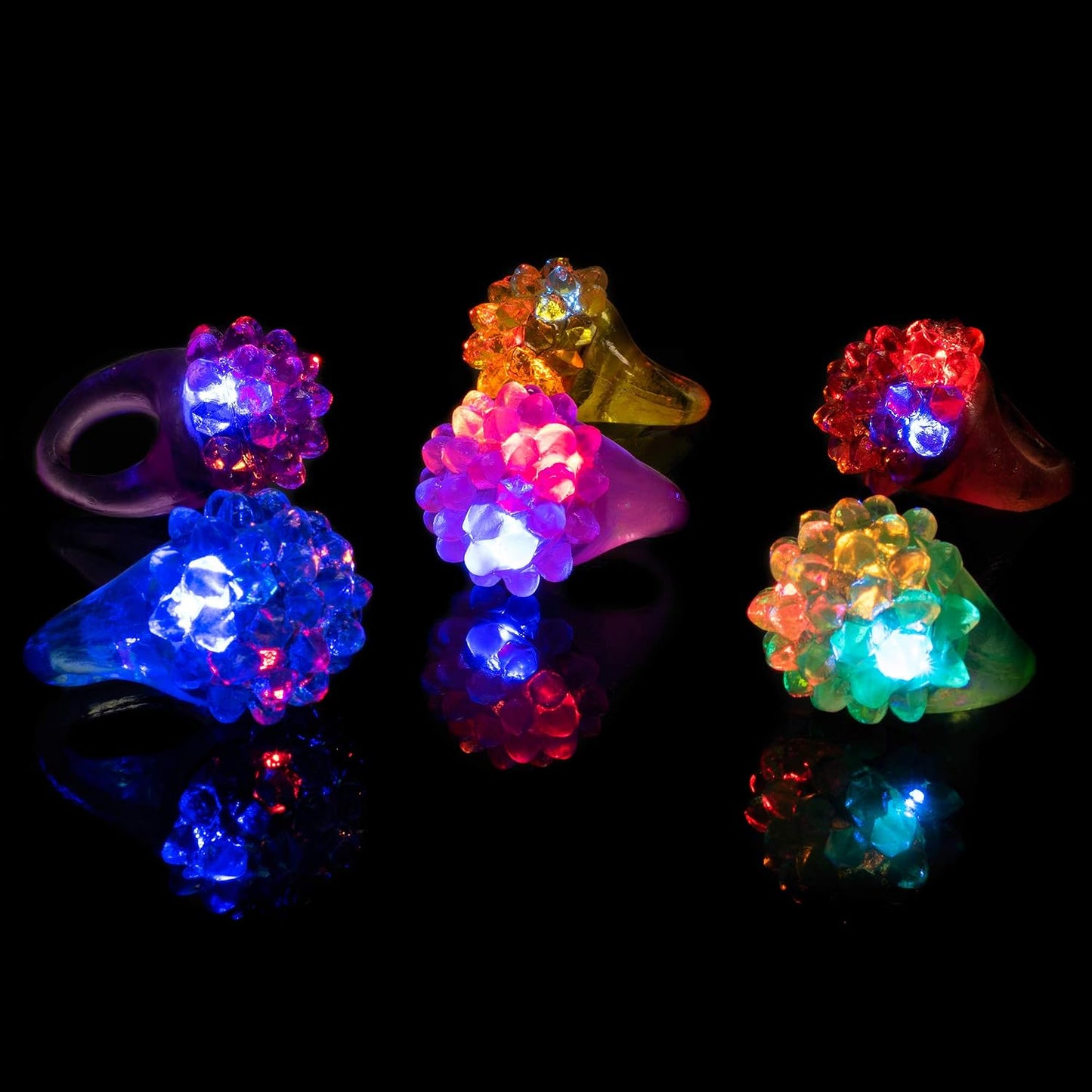 75 anillos para dedo de goma con luces led