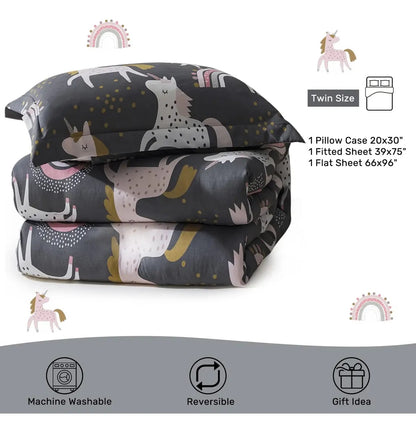 Set de sábana, sábana ajustable y funda, Twin, 100% poliéster