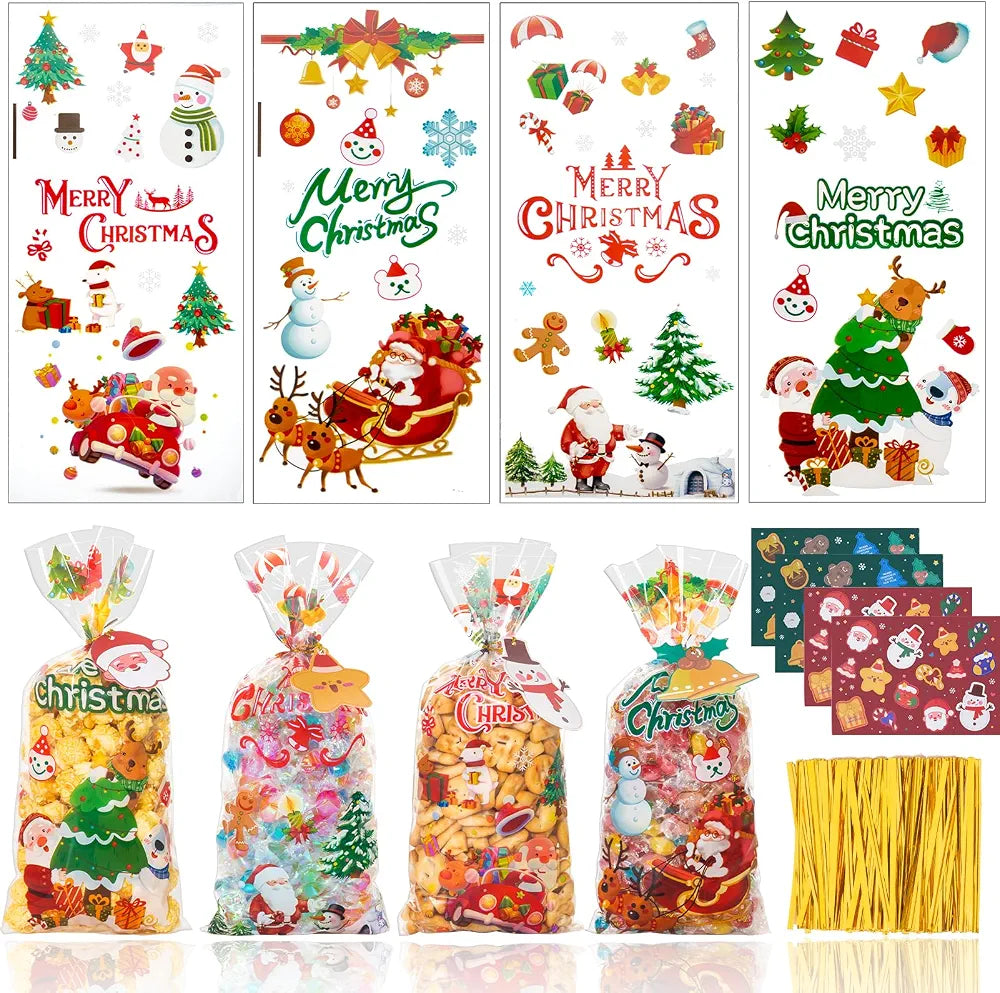 Bolsas de celofán de Navidad, 100 bolsas
