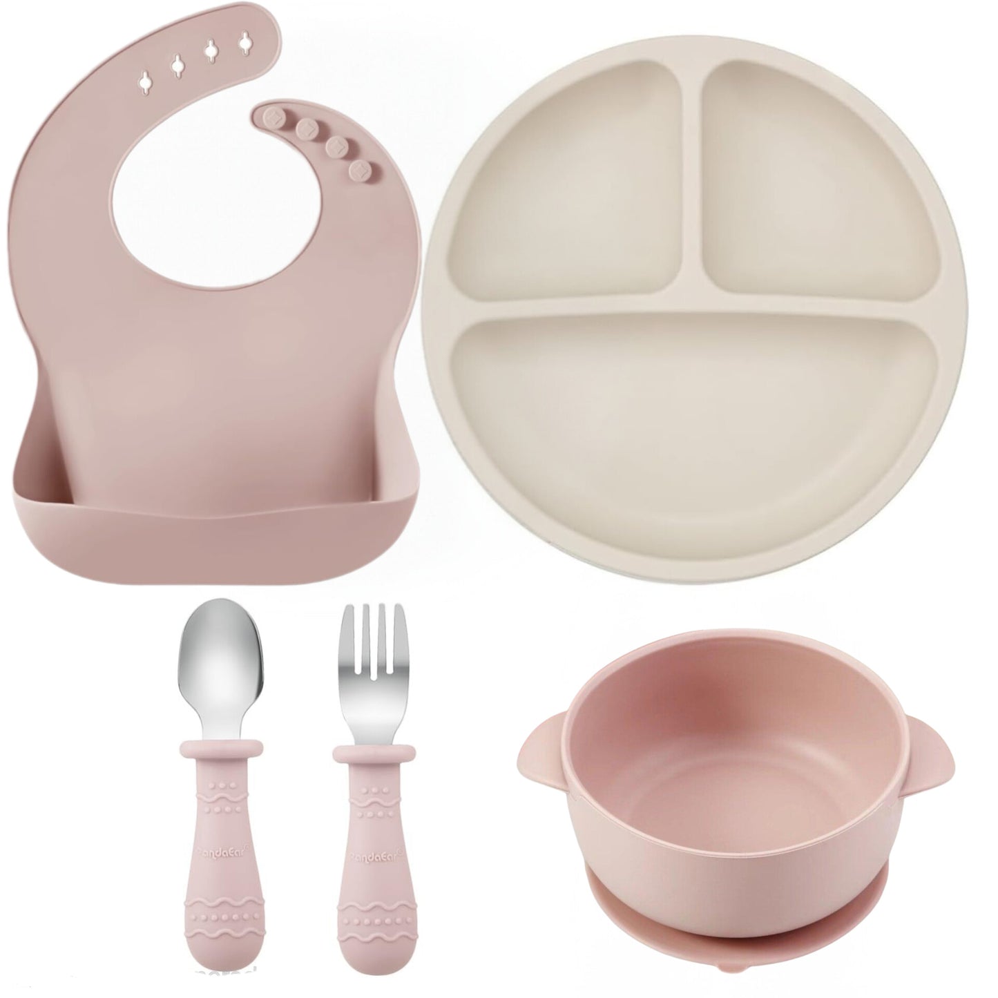 PandaEar Juego de alimentación de silicona para bebés