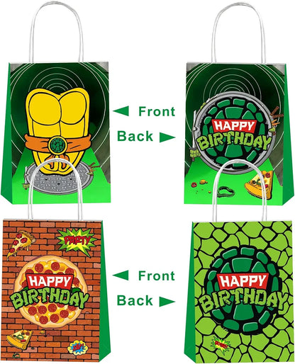 12 bolsas de regalo de fiesta Tortugas