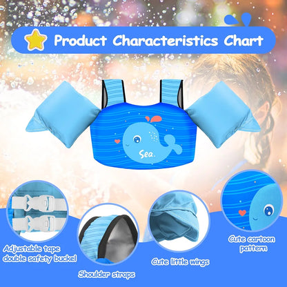 Chaleco de natación para niñas y niños, 30-50 libras