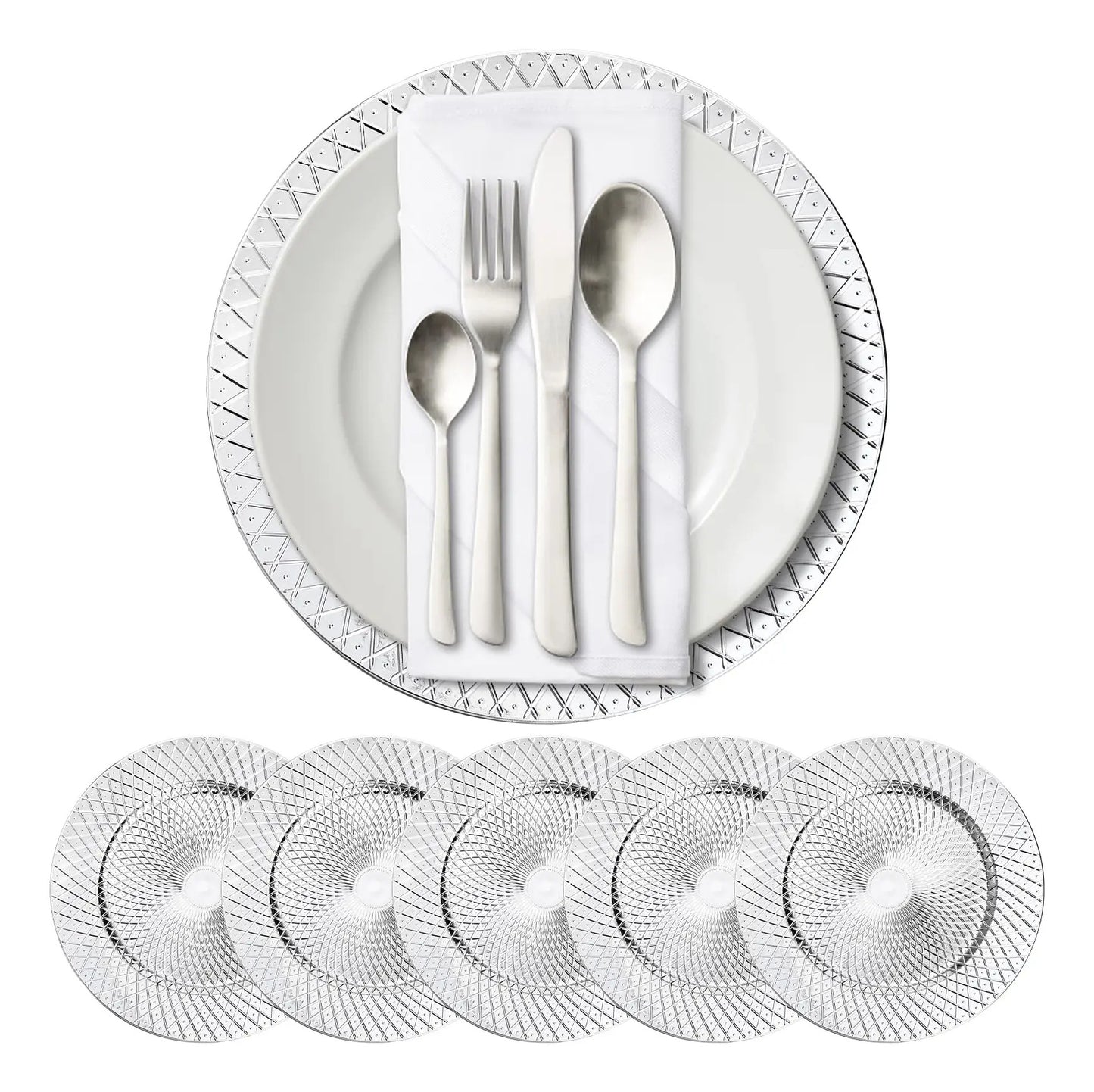 Paquete De 12 Platos De Carga Plateados
