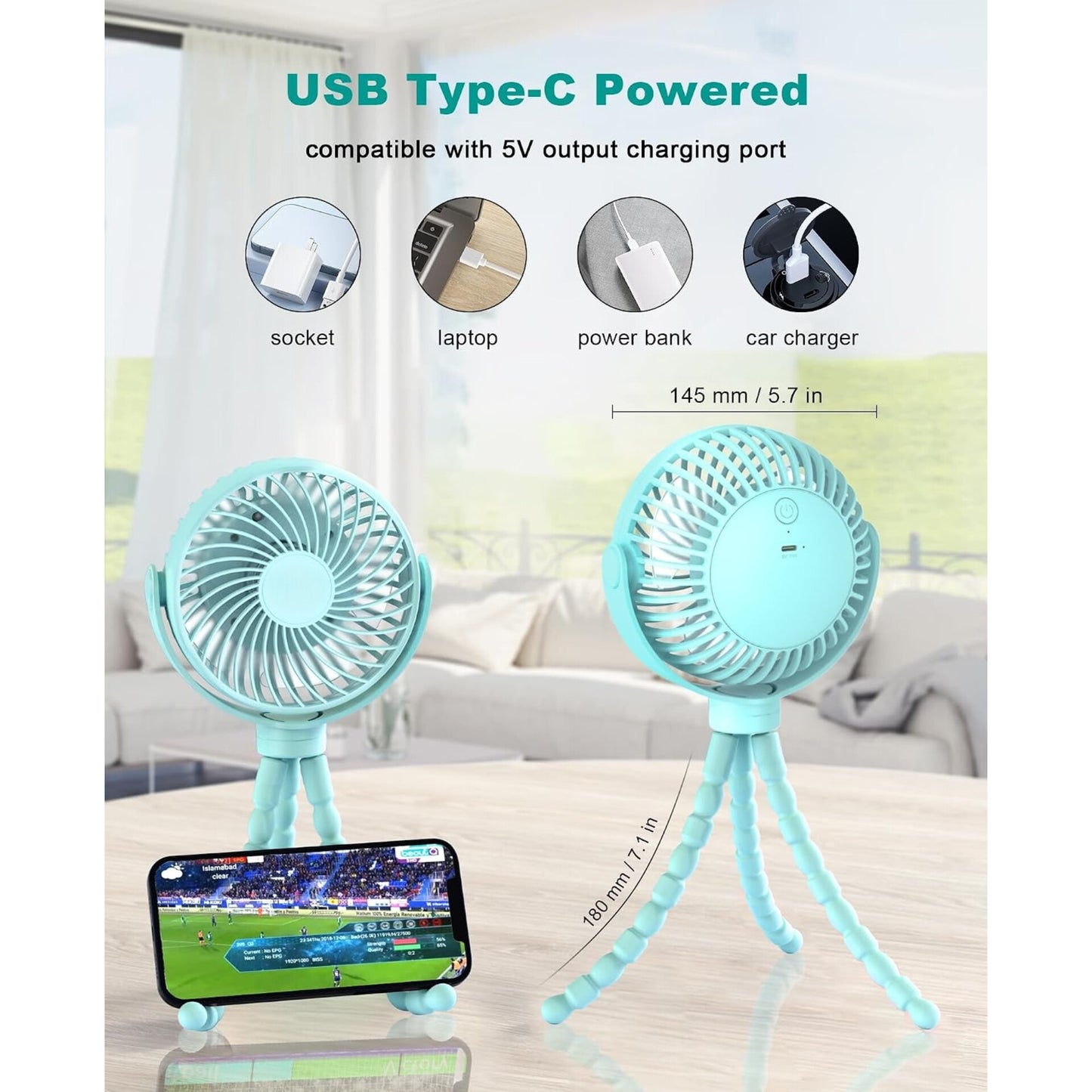 Ventilador recargable de larga duración