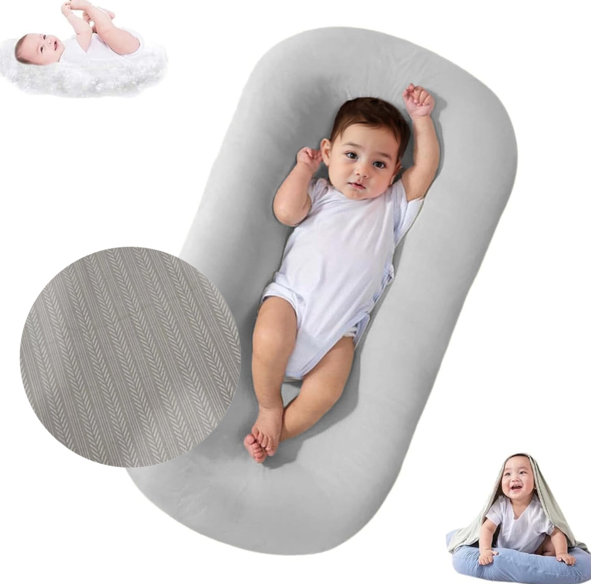 Lucakuins-Nido para bebe con forro extraíble, gris