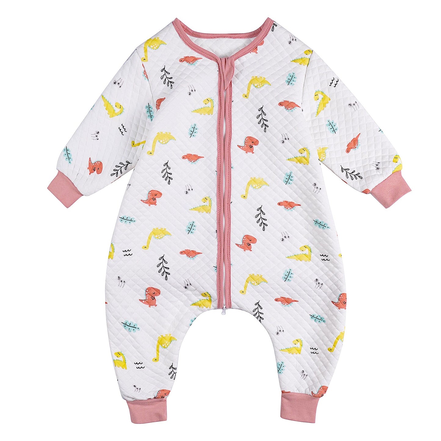 Saco de dormir de manga larga para niños pequeños con pies, 1,5 TOG, 5T-6T