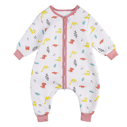 Saco de dormir de manga larga para niños pequeños con pies, 1,5 TOG, 5T-6T