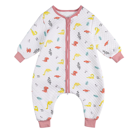 Saco de dormir de manga larga para niños pequeños con pies, 1,5 TOG, 5T-6T