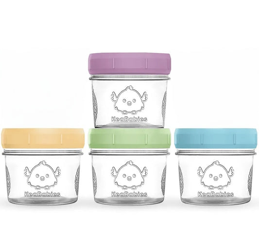 KeaBabies- Paquete de 4 recipientes de vidrio para alimentos, 4 oz