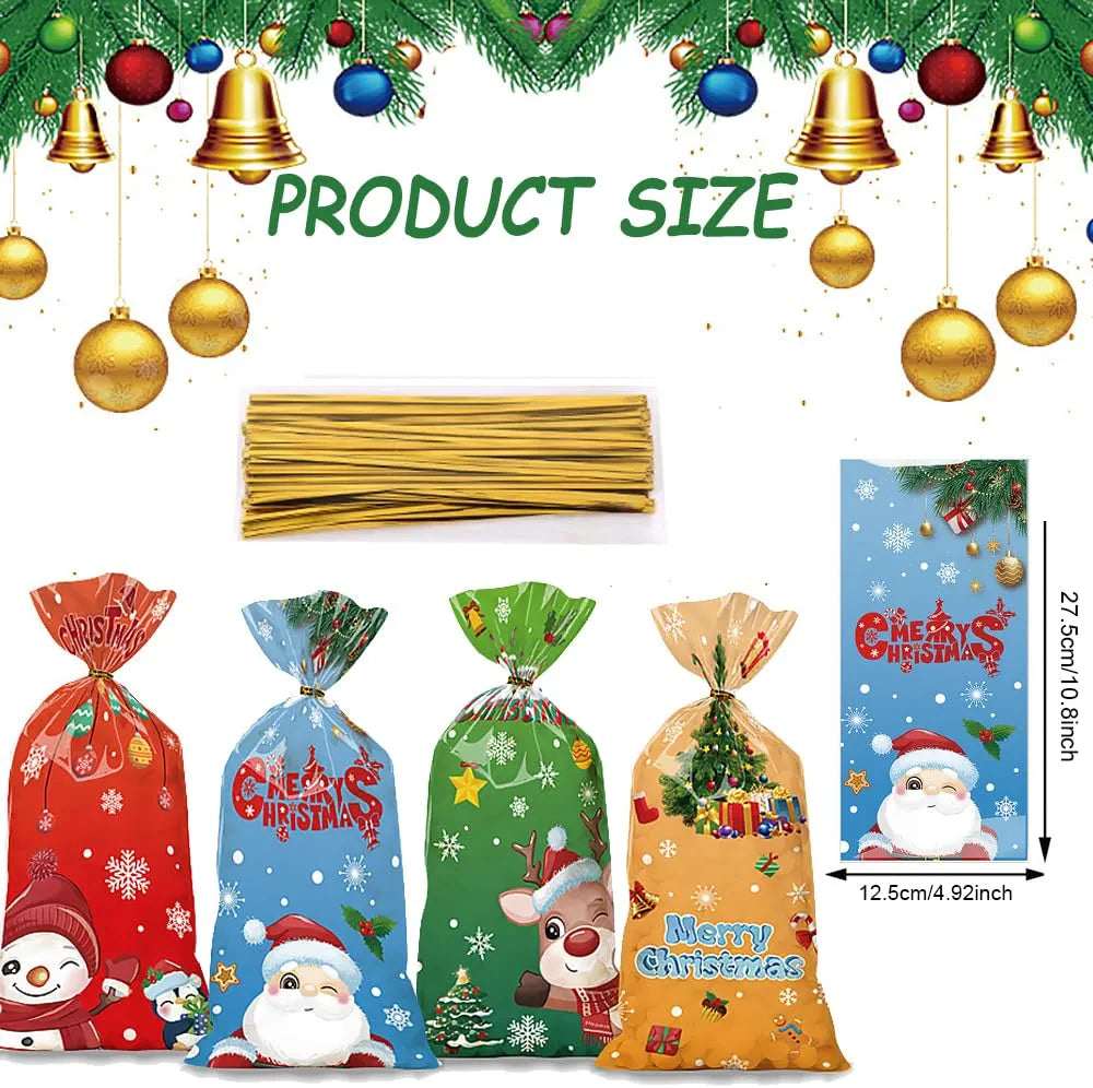 Bolsas de celofán de Navidad, 50 bolsas