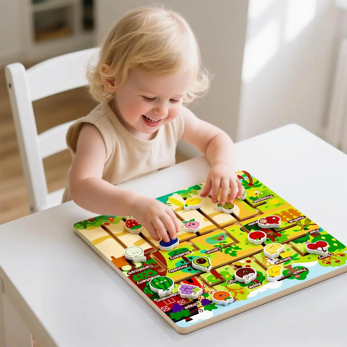 Laberinto De Frutas De Madera Montessori