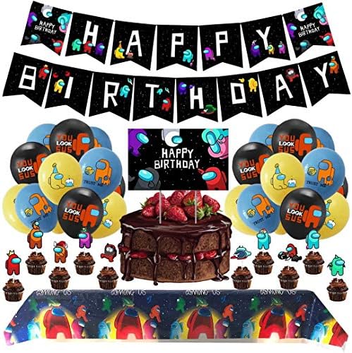 Paquete para decoración de fiestas, temática Among us