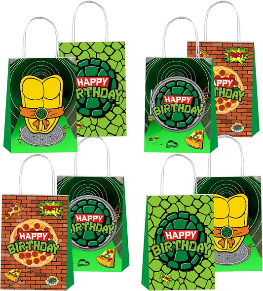 12 bolsas de regalo de fiesta Tortugas