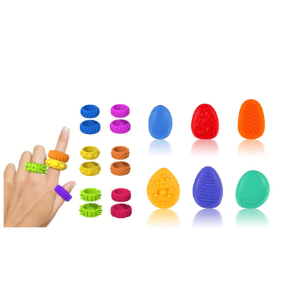 Set de juguetes Fidget sensoriales anillos y piedras
