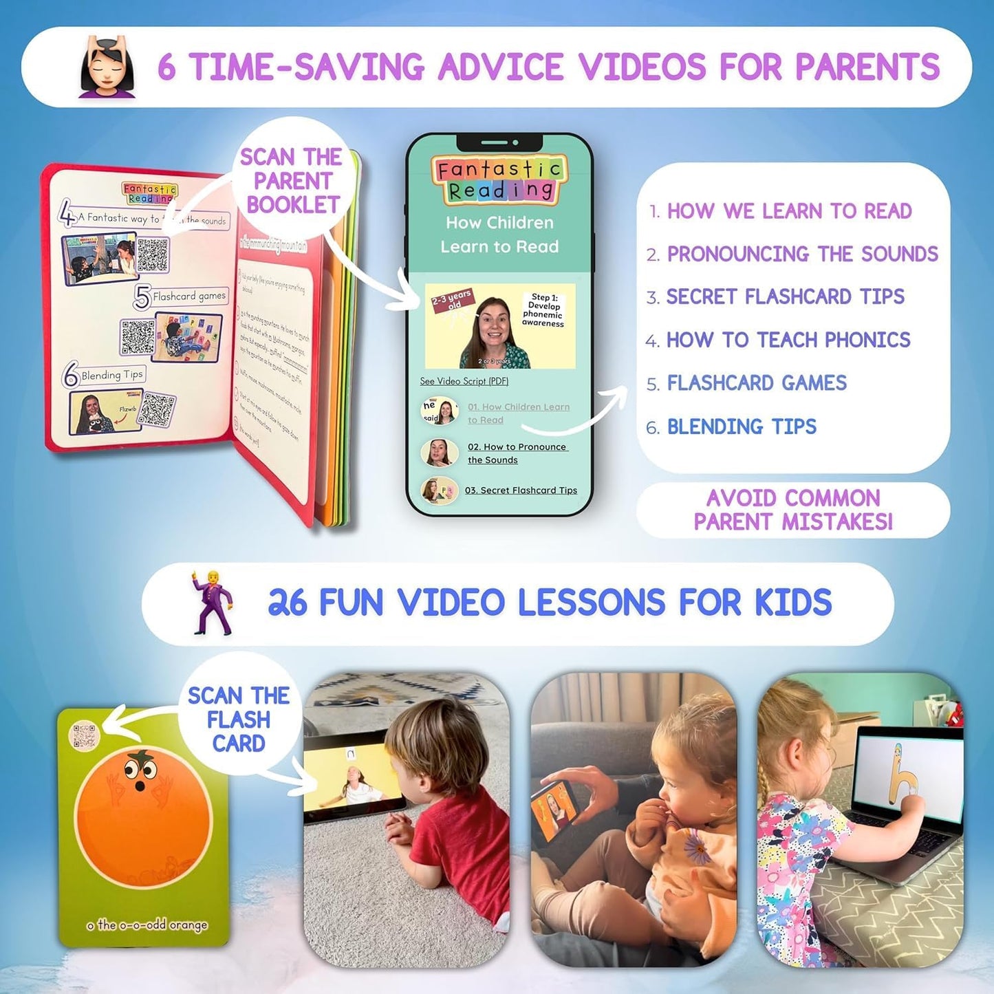 Phonics - Tarjetas flash para niños