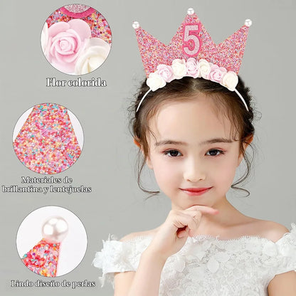 Diadema de cumpleaños 5 para niña