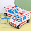 Ambulancia de madera con utensilios de doctor