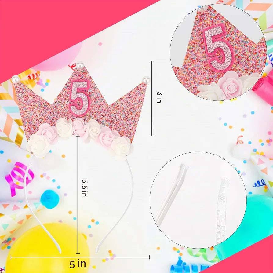 Diadema de cumpleaños 5 para niña