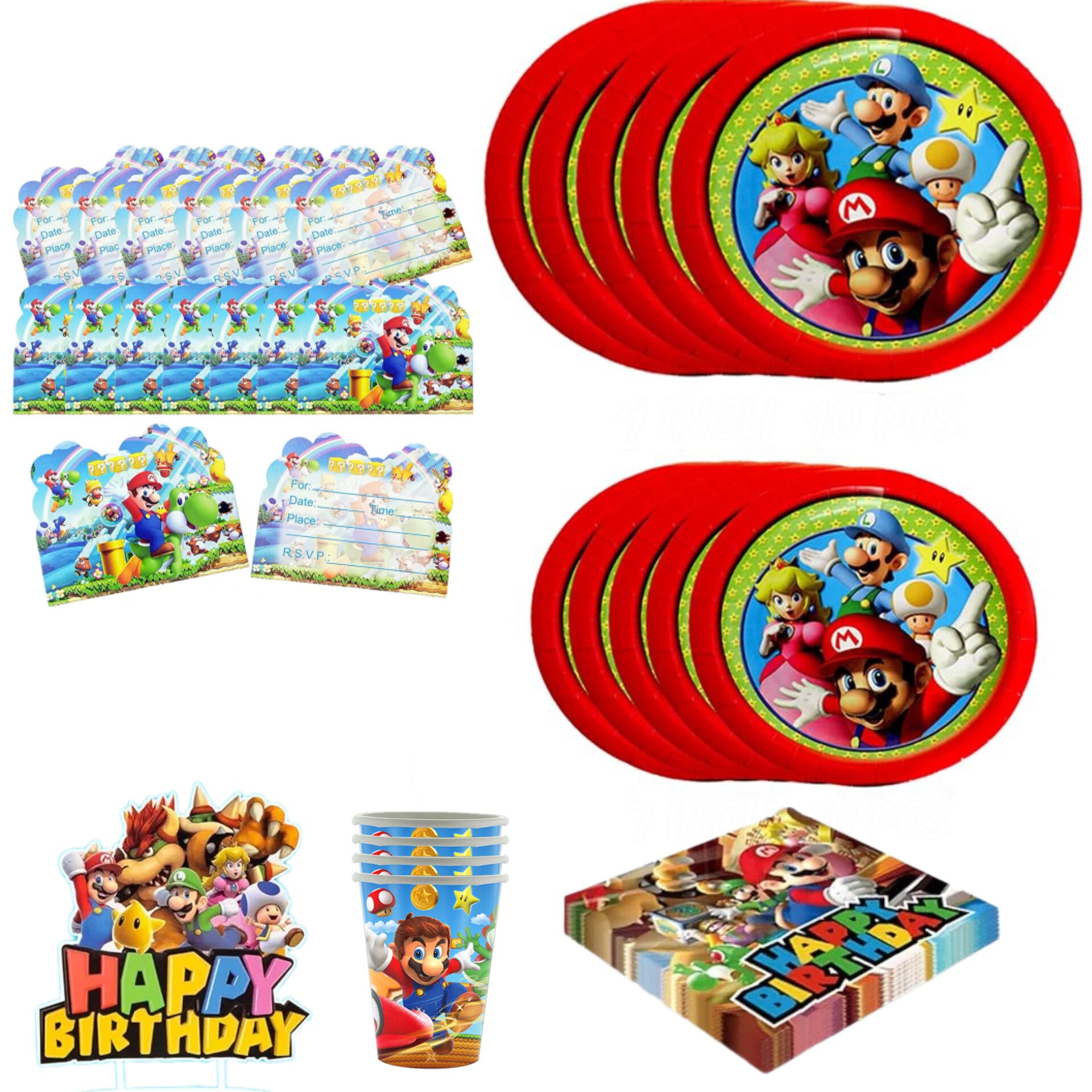 Paquete de fiesta de Mario Bros 02, 20 personas