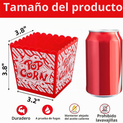Paquete de 25 cajas de plástico reutilizables para palomitas de maíz, 3.8 x 3.8