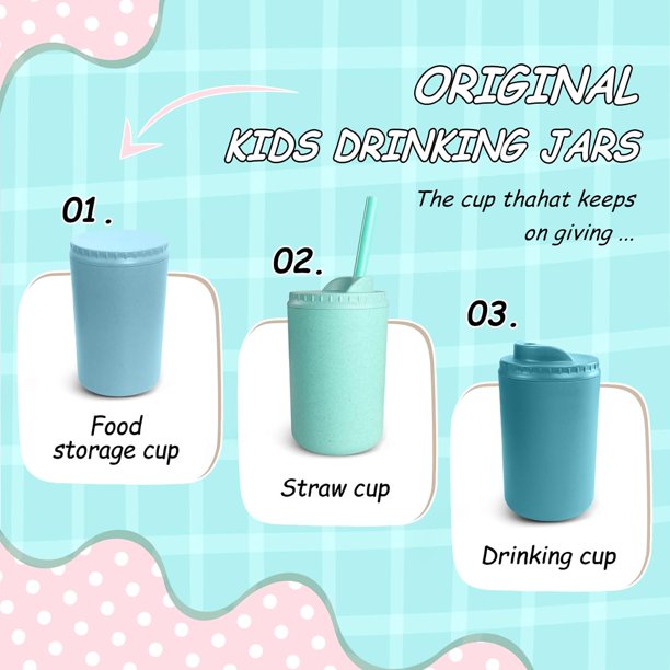 Teivio- 4 vasos de 295 ml (10 oz) de paja de trigo para niños