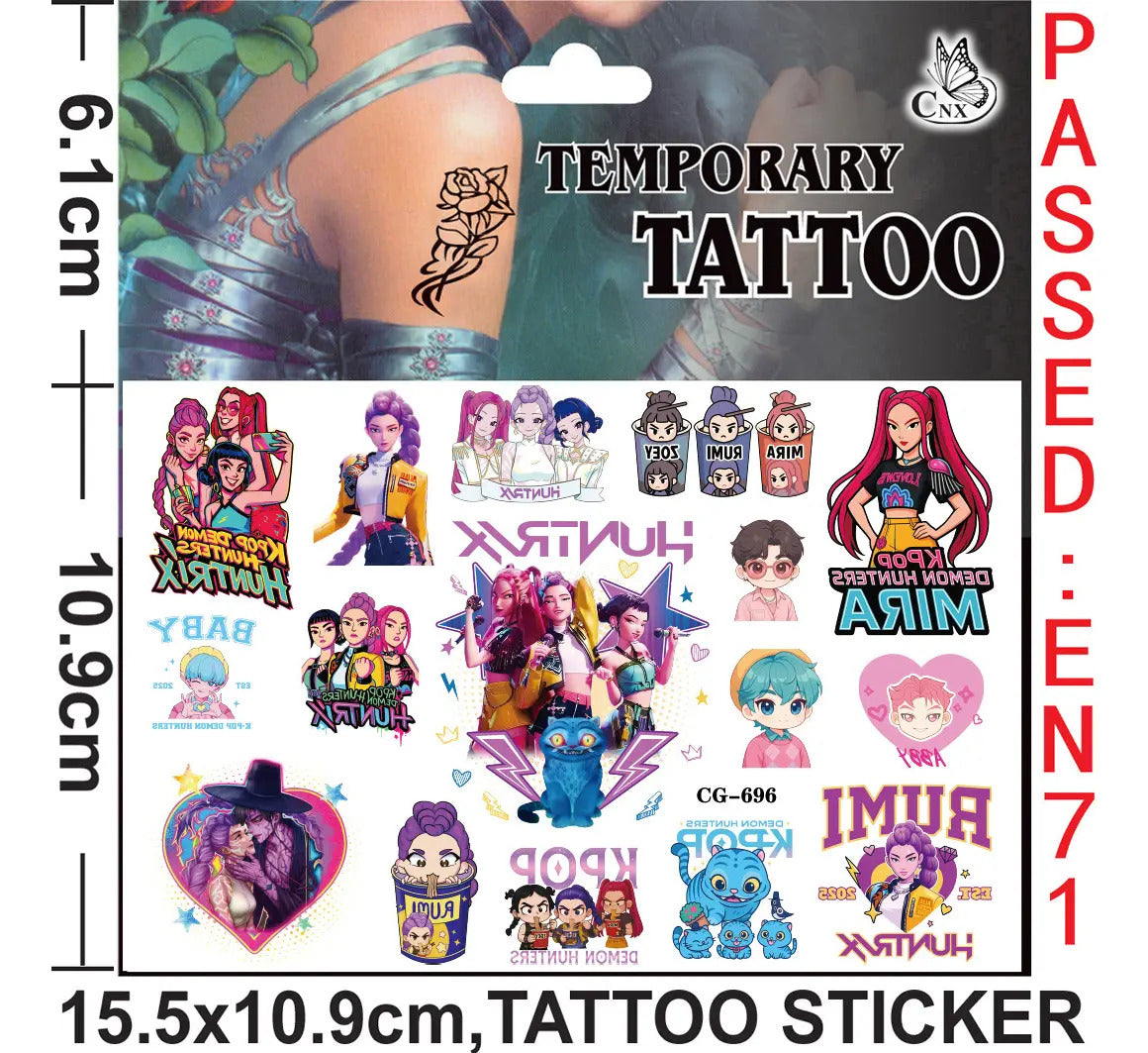 Tatuajes Temporales Kpop Hunter 8 Diseños Para Niños Y Niñas