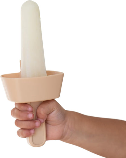 Mango Co. Porta paletas de silicona con pajita antigoteo (paquete de 2) beige