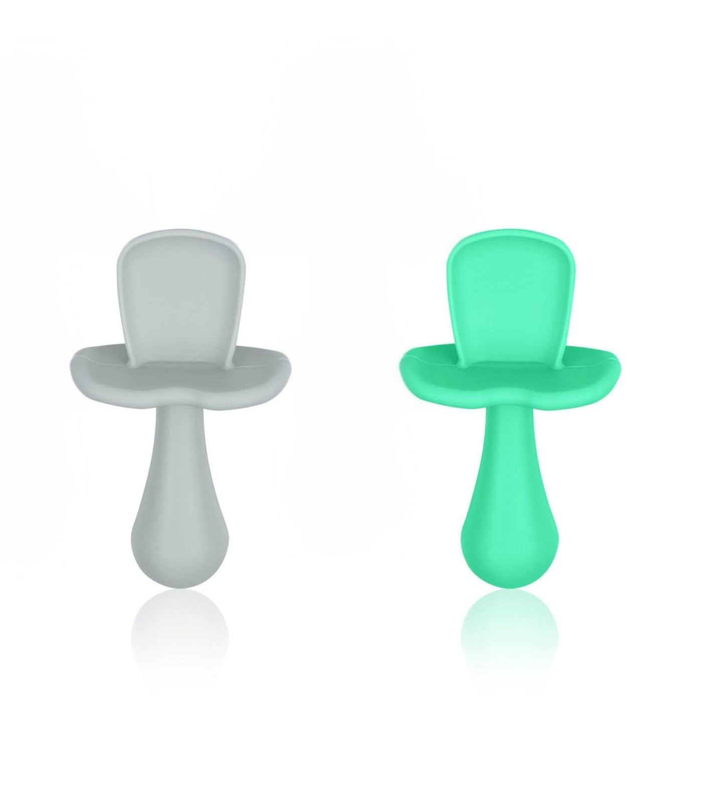 Set de 2 cucharas de silicona libre de BPA, gris y turquesa