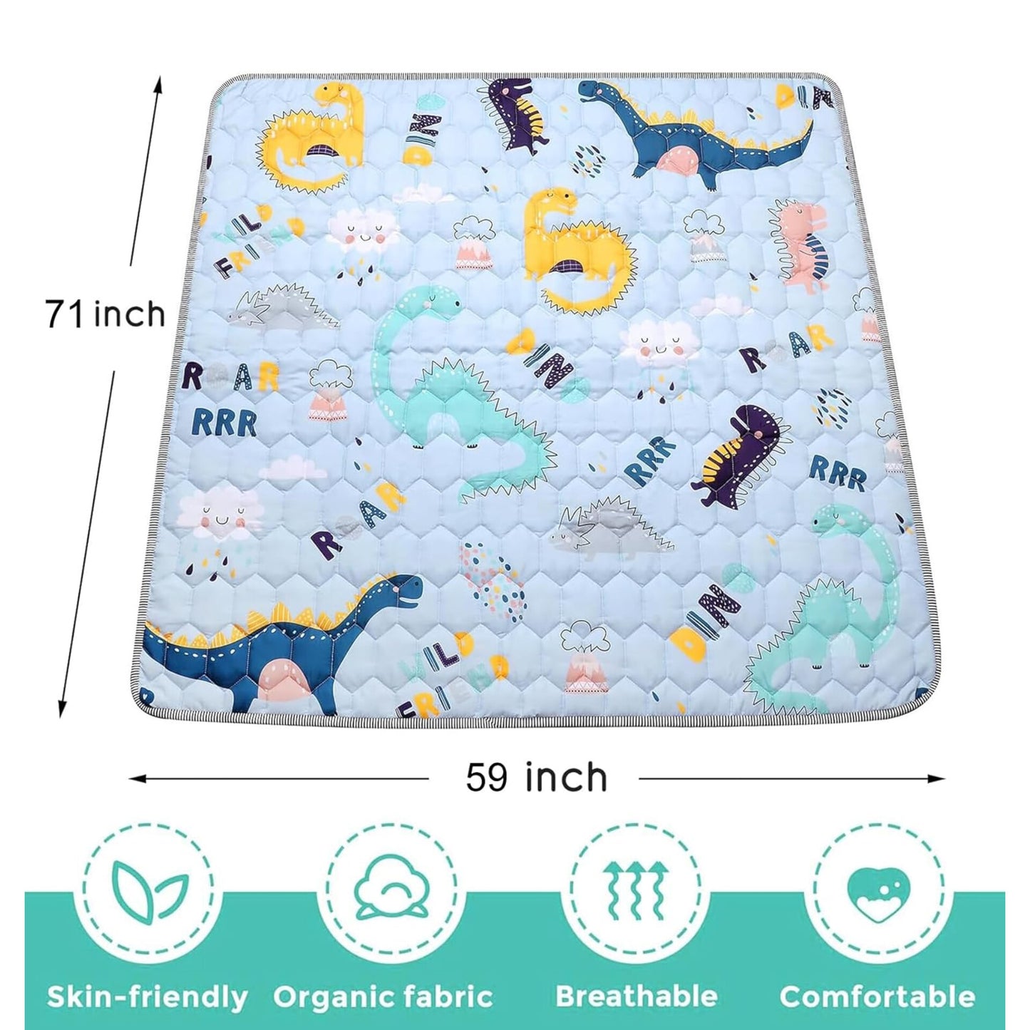 Tapete de juego de 71 x 59 pulgadas, diseño dino