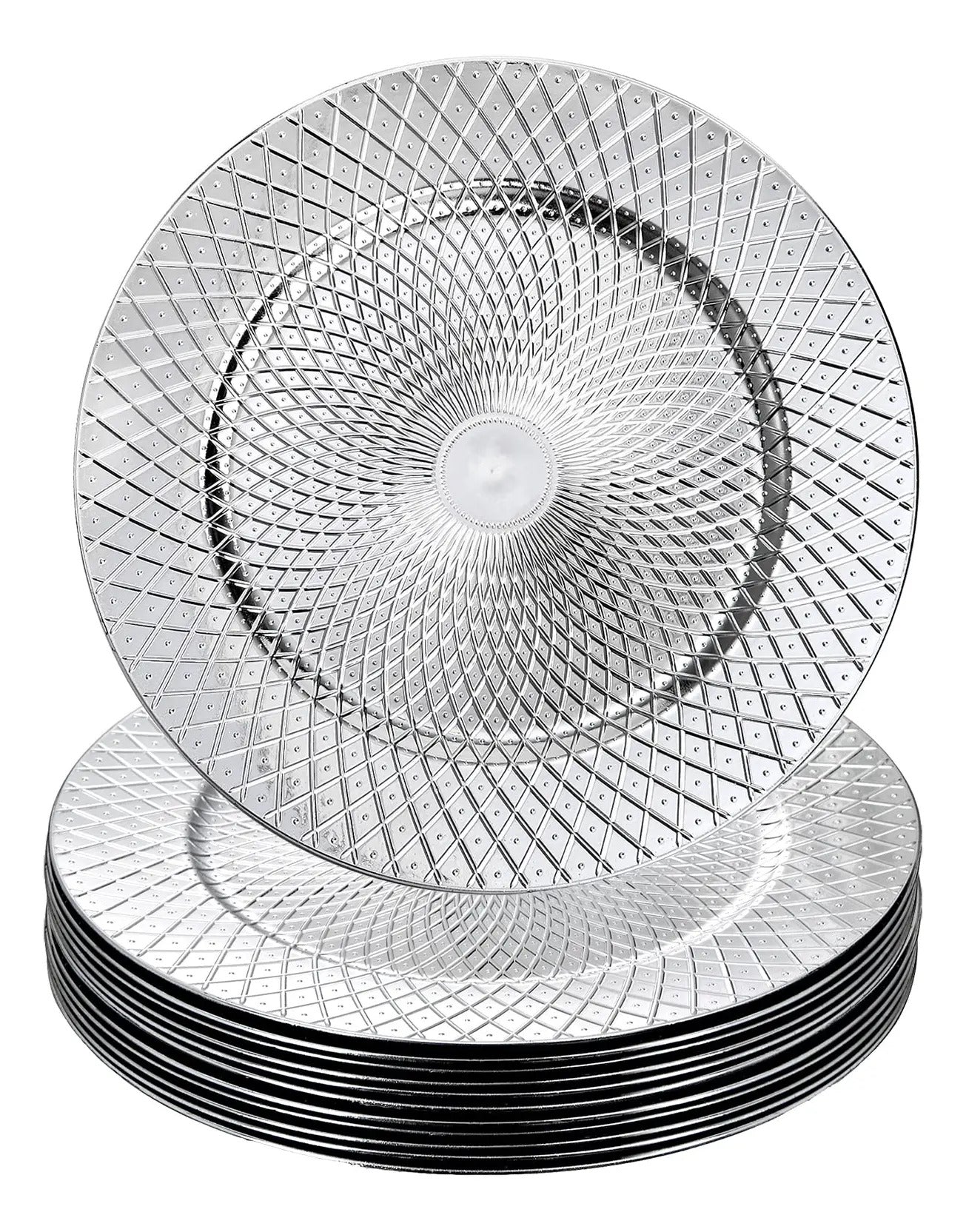 Paquete De 12 Platos De Carga Plateados
