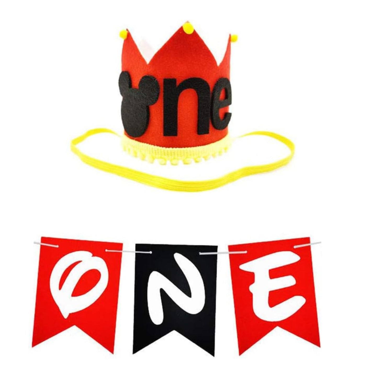 Cartel para silla alta y sombrero de corona de fiesta, tela de fieltro para el primer cumpleaños