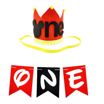 Cartel para silla alta y sombrero de corona de fiesta, tela de fieltro para el primer cumpleaños