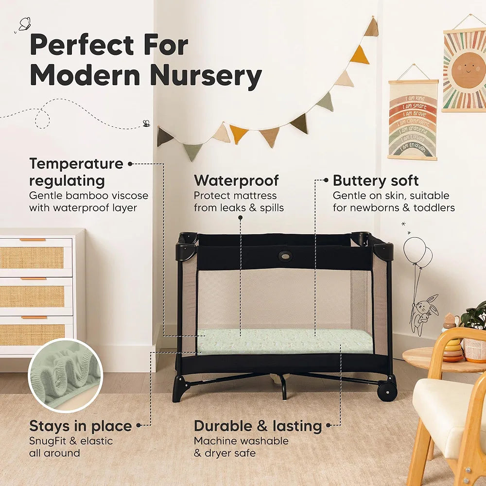 Keababies- Paquete de 2 sábanas impermeables para Pack and Play