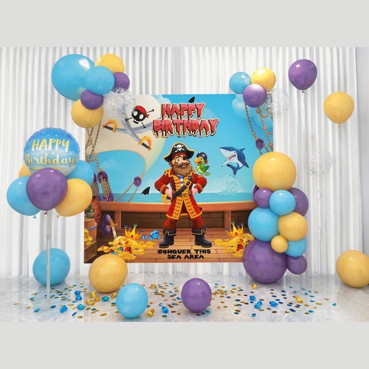 Hello party - Paquete decoración de fiesta pirata, 110 pcs