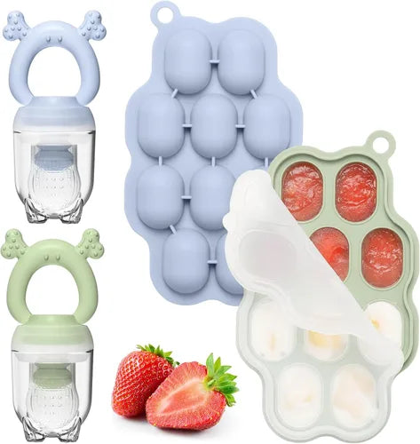 Moldes para paletas de leche materna para bebés y alimentador de frutas para bebés (2 unidades