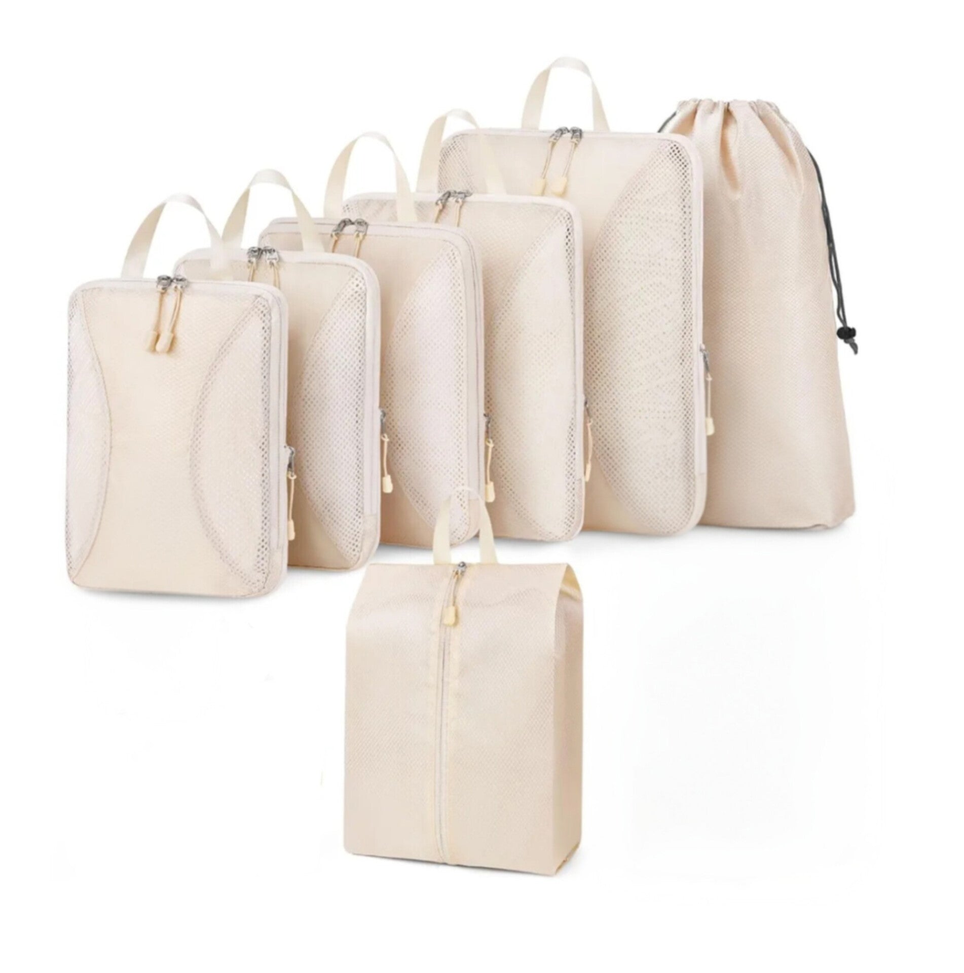 Set de cubos de compresión, 7 uds beige