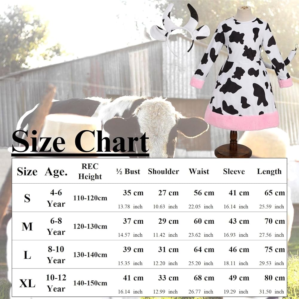 Disfraz de vaca talla S, 4-6 años
