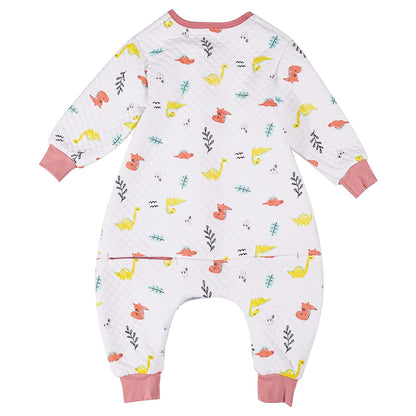 Saco de dormir de manga larga para niños pequeños con pies, 1,5 TOG, 5T-6T