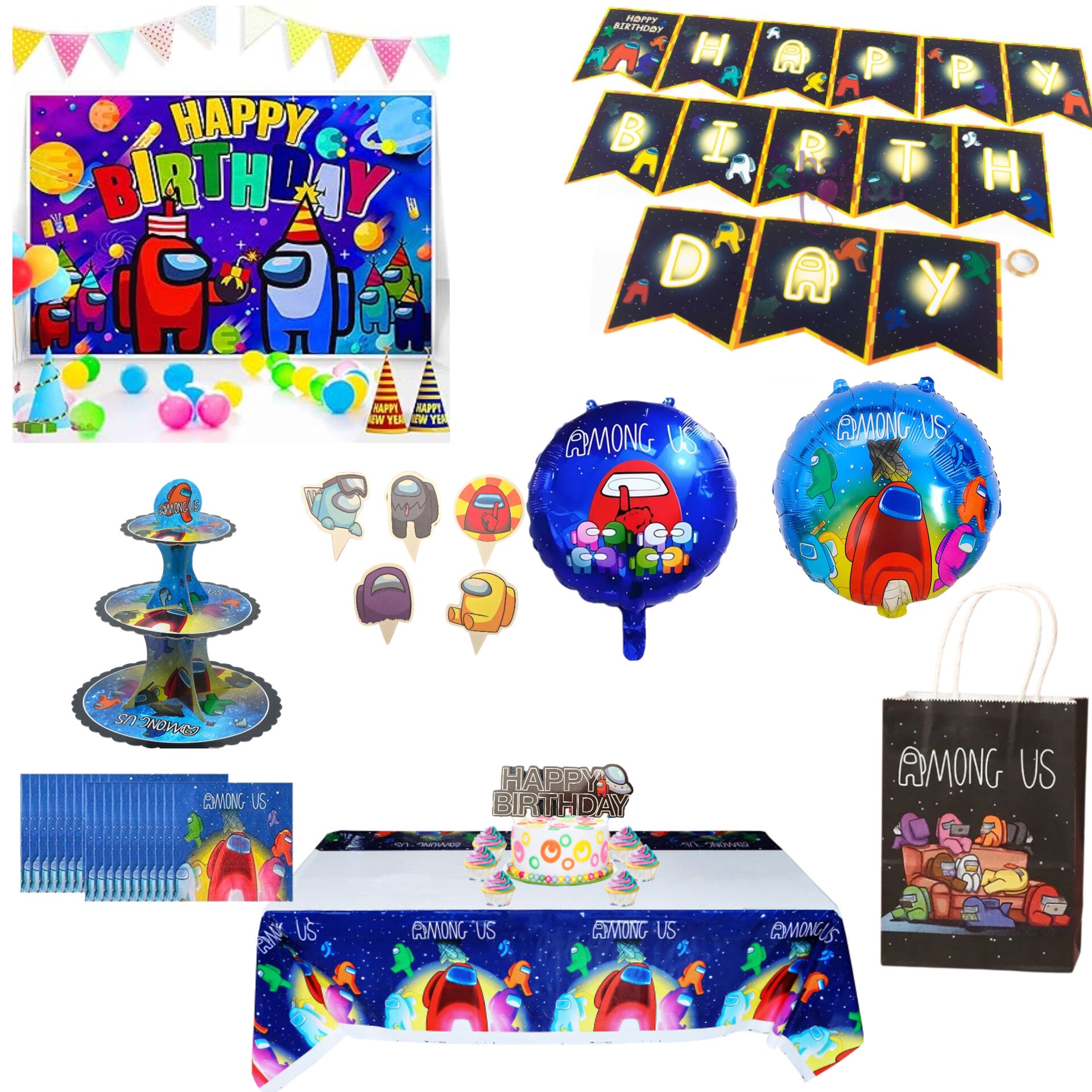 Set para decoración de fiestas, temática Among us