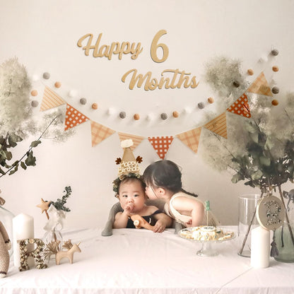 Cartel de feliz 6 meses de tela de fieltro
