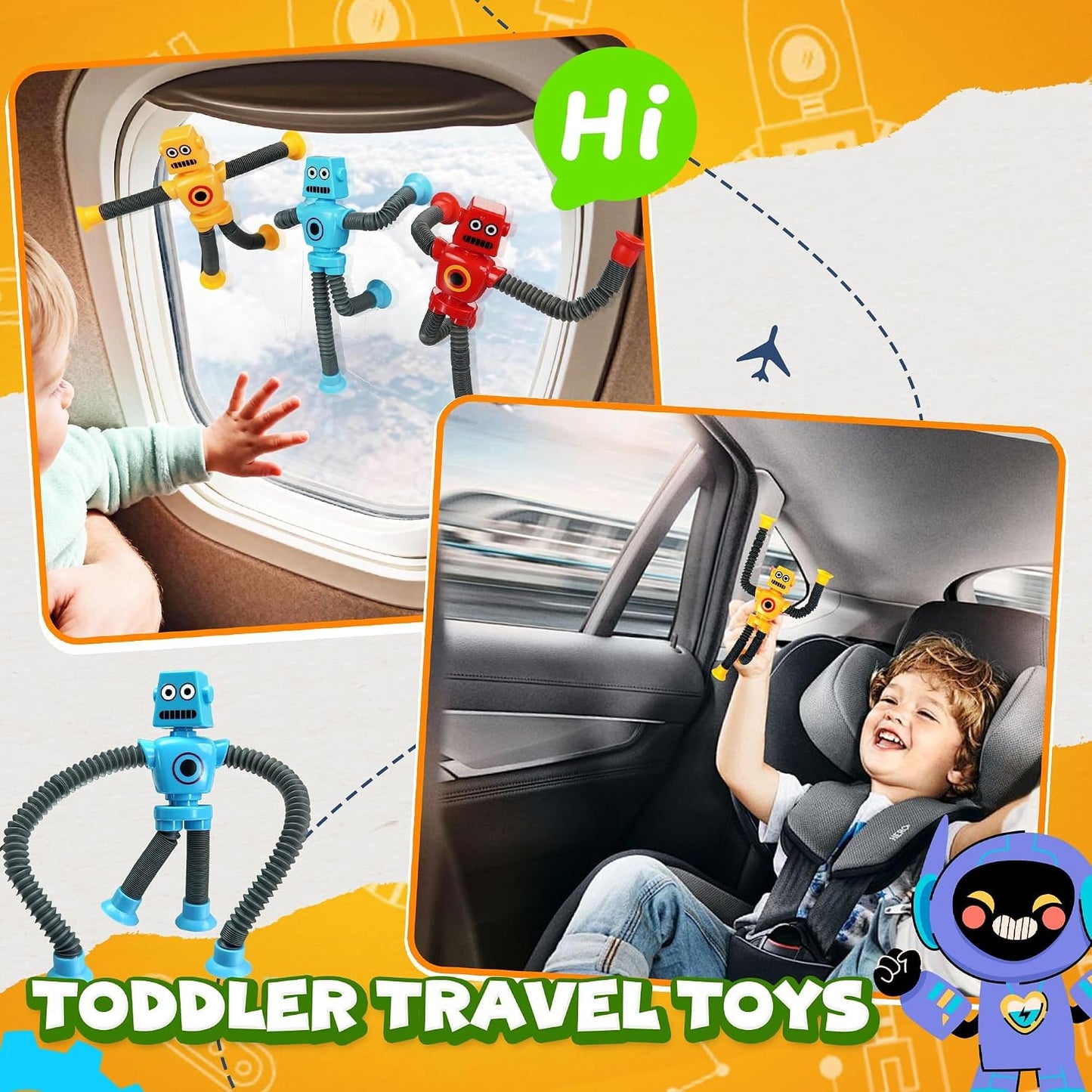 Robot sensorial de viaje de viaje de 4 piezas para niños