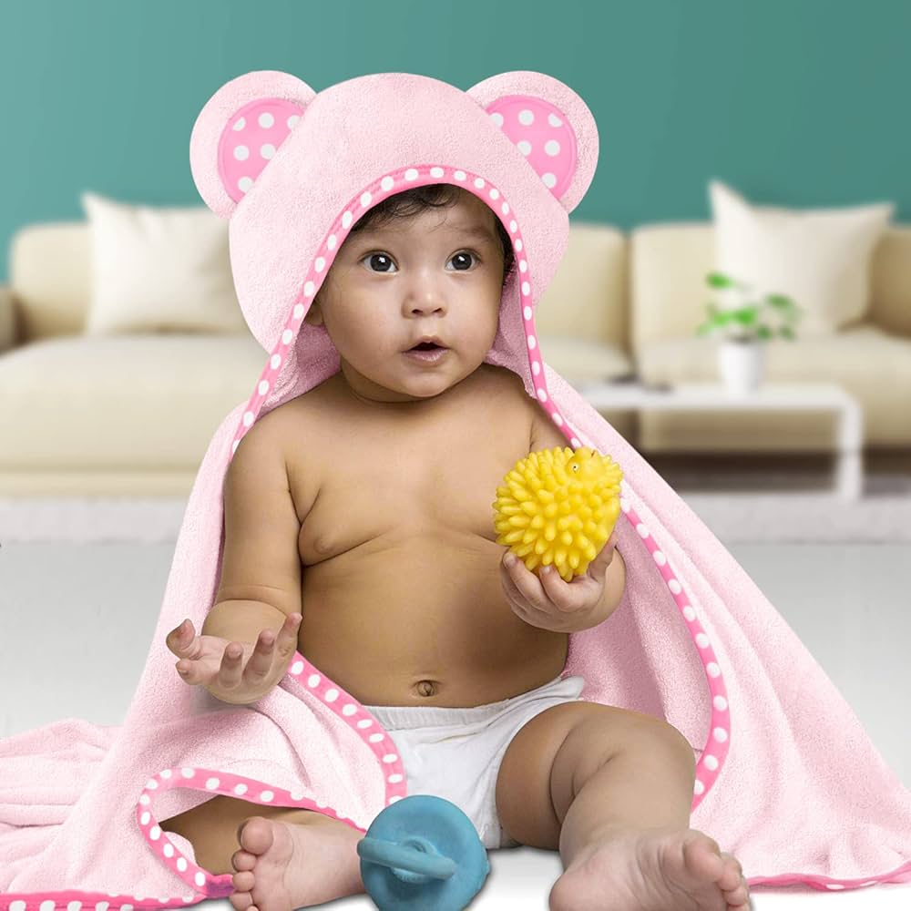 Juego de 2 toallas de bebé con capucha, rosas