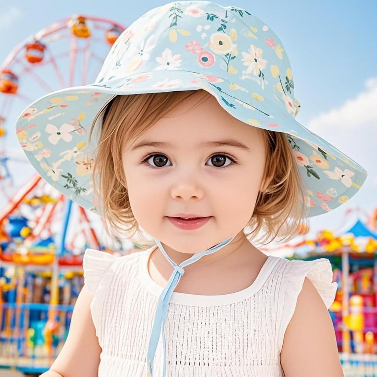 Sombrero de sol para bebé niña con UPF 50+, 48cm diámetro