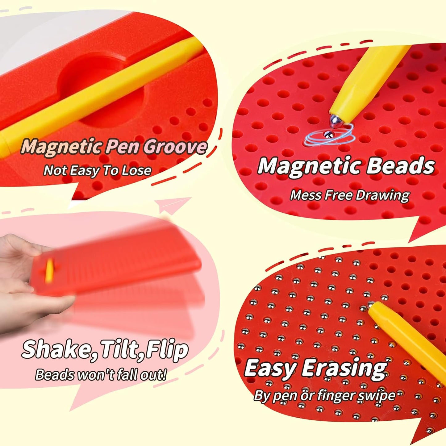 MAGBLOCK-Tablero magnético de dibujo para niños con bolígrafo magnético, negro