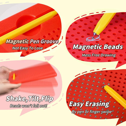 MAGBLOCK-Tablero magnético de dibujo para niños con bolígrafo magnético, negro