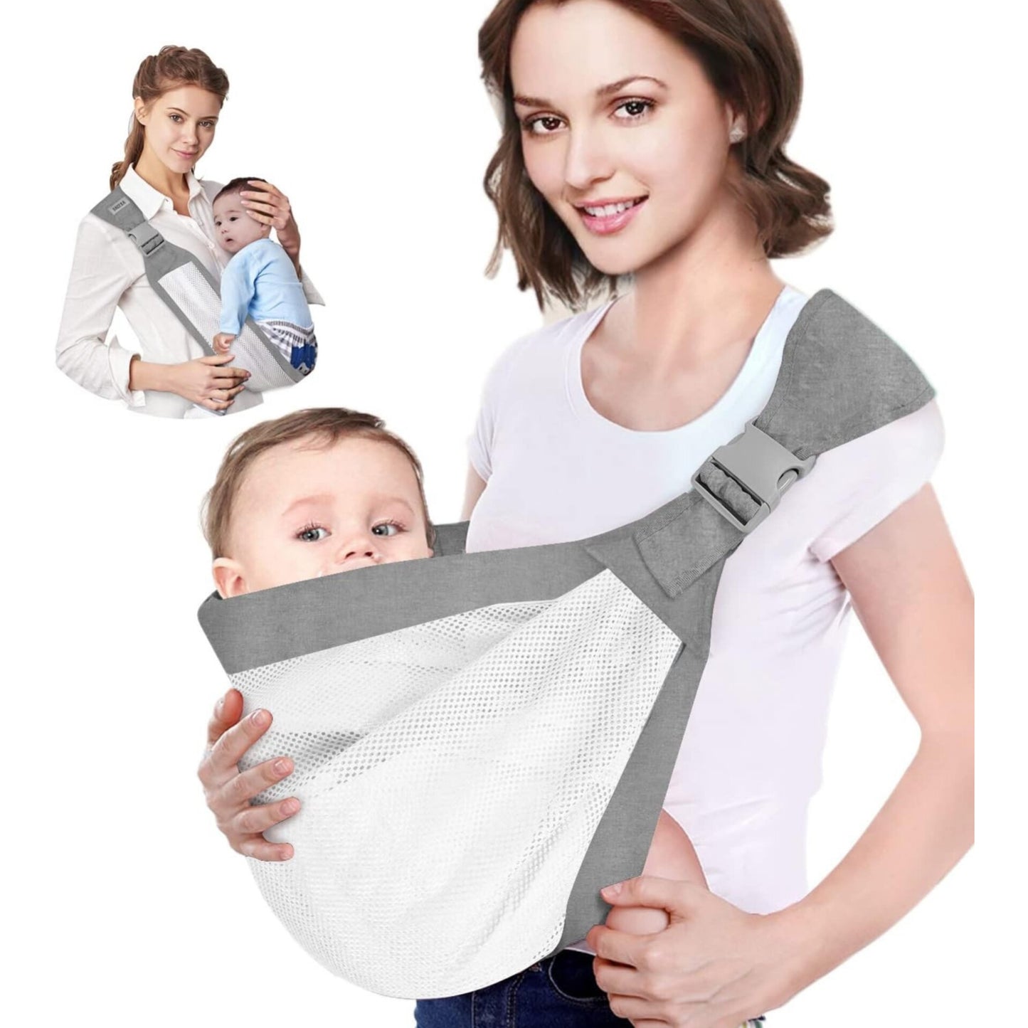Portabebés de media envoltura, gris